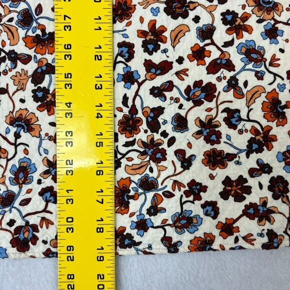 Zara Top Womens Cropped Quilted Floral Large Crew Neck Long Sleeve Peasant - Picture 3 of 6